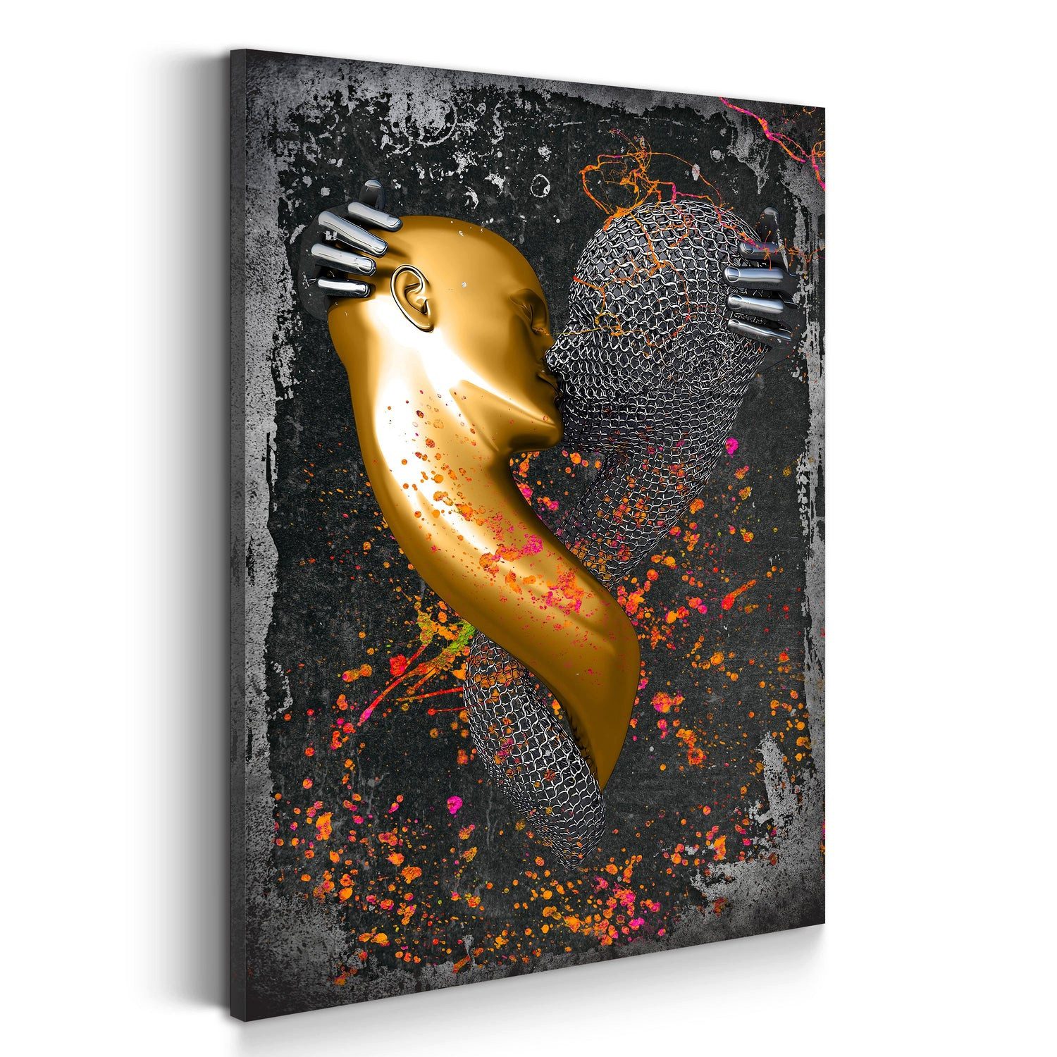 Artedinoi Leinwandbild Abstract 3D Pop Art Metallic Leinwandbild Wandbild XL Kunstdruck, Abstrakte 3D-Formen