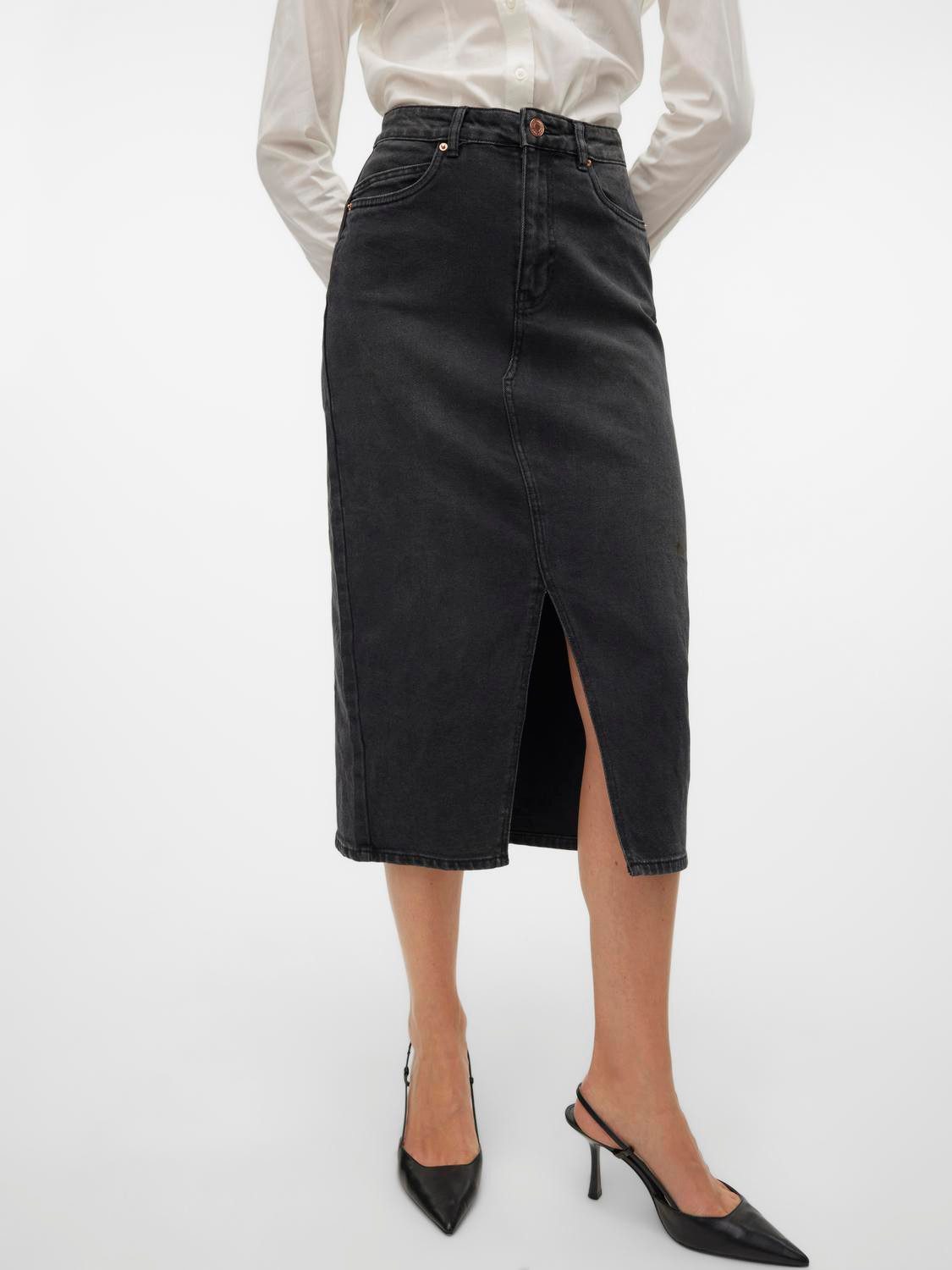 Vero Moda Maxirock VMVERI HR CALF DENIM SKIRT GA NOOS