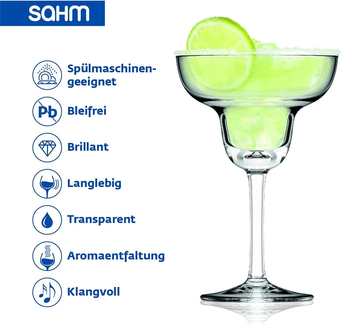 SAHM Martiniglas Margarita Gläser 6er Set - 270ml Margarita Glas - Cocktailgläser, Sensorik Glas, 100% recycelbar