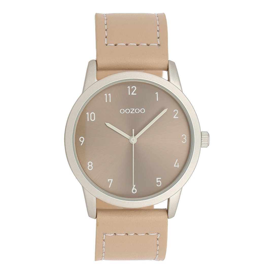 OOZOO Quarzuhr Damenuhr C11681 Creme Beige Lederband 38 mm
