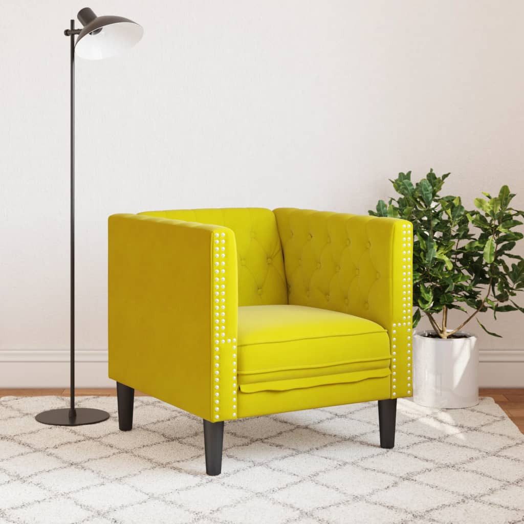 vidaXL Sofa Chesterfield-Sessel Gelb Samt günstig online kaufen