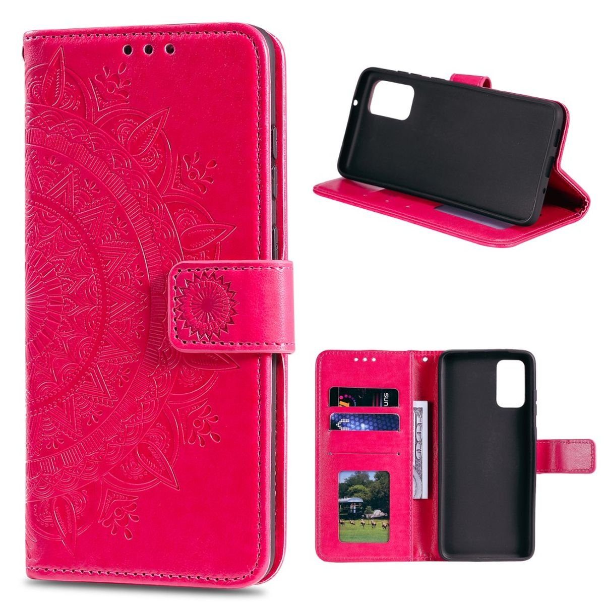 CoverKingz Handyhülle Huawei P Smart 2021 Handy Hülle Flip Case Cover Schutzhülle Tasche 16,94 cm (6,68 Zoll), Klapphülle Schutzhülle mit Kartenfach Schutztasche Motiv Mandala