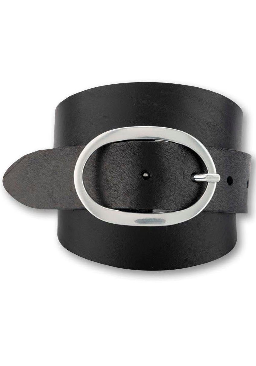 BERND GÖTZ Ledergürtel mit dekorativer ovaler Dornschließe schwarz