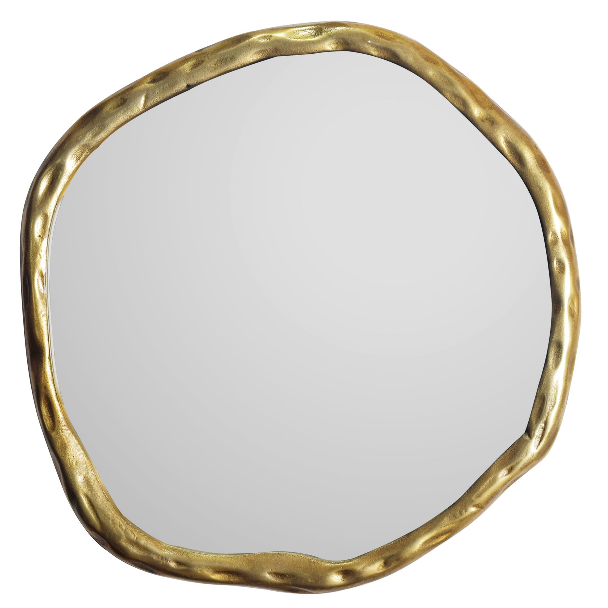 KADIMA DESIGN Spiegel Wandspiegel Asymmetrisch 60x60 cm Metall Design Hängespiegel Gold, (Flurspiegel Garderobenspiegel Modern), Aluminium Dekospiegel Unförmig mit Rahmen, Spiegel Wand Groß