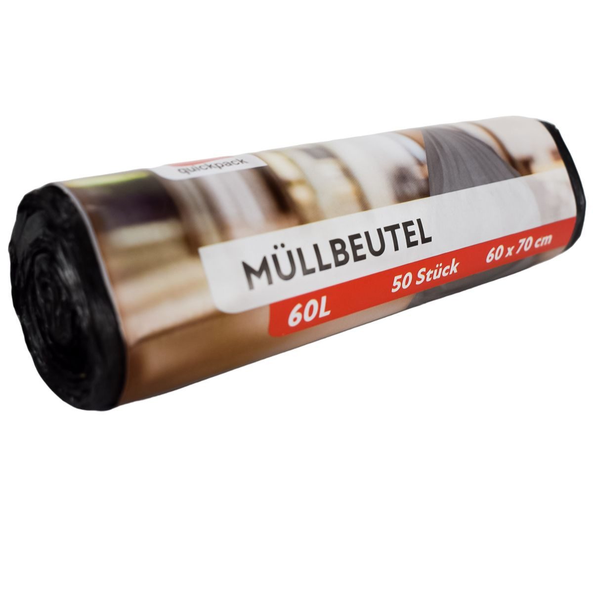 QuickPack Müllbeutel 50 Müllsäcke in Grau 60L reißfest & flüssigkeitsdicht Folienbeutel, universal Abfalltüten