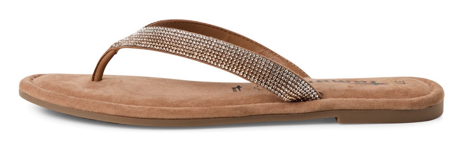 Tamaris Zehentrenner, Sommerschuh, Dianette mit funkelnden Strassteinchen besetzt