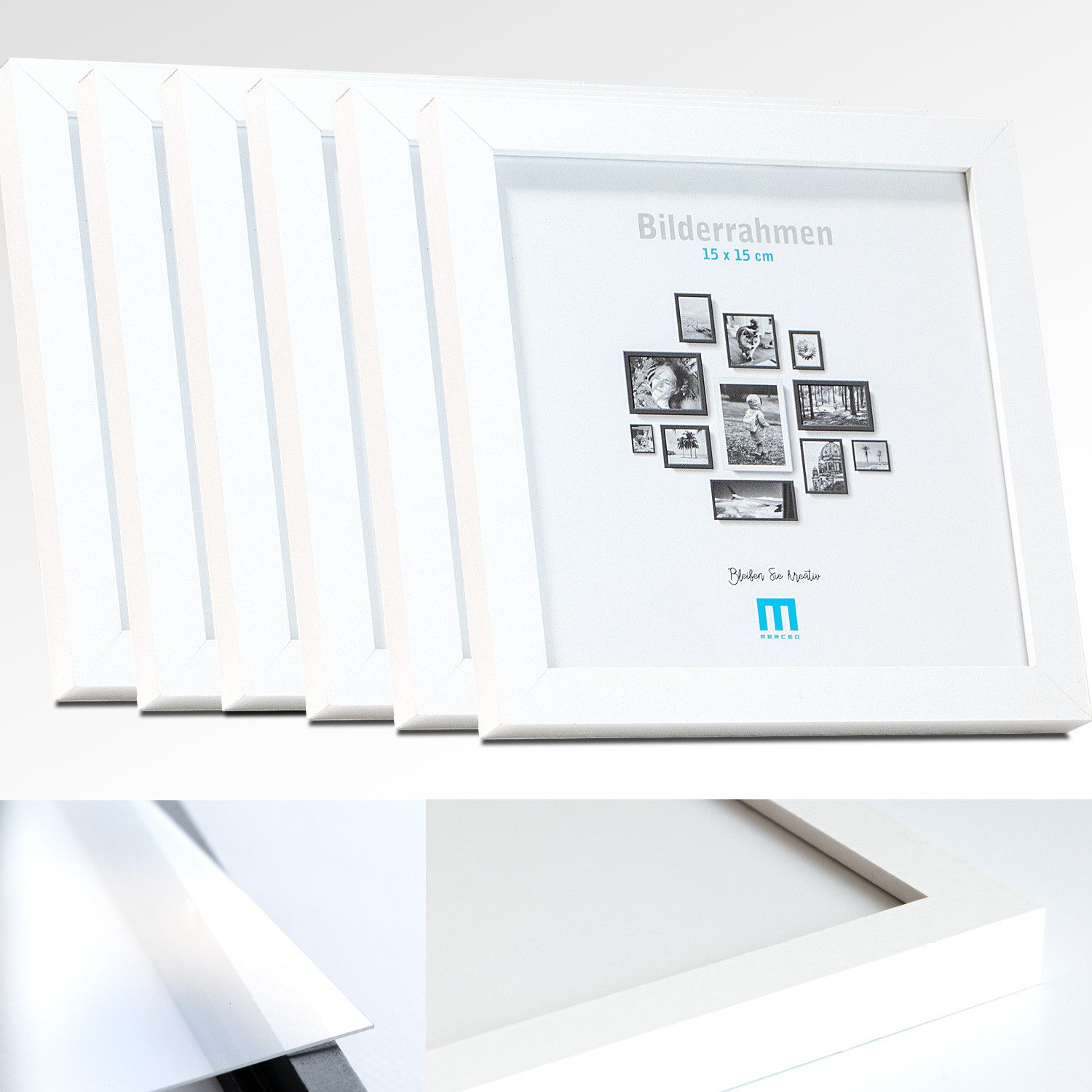 M MERCEO Bilderrahmen, 6er Set 15x15cm Bilderrahmen in weiß (MDF, Acrylglas günstig online kaufen
