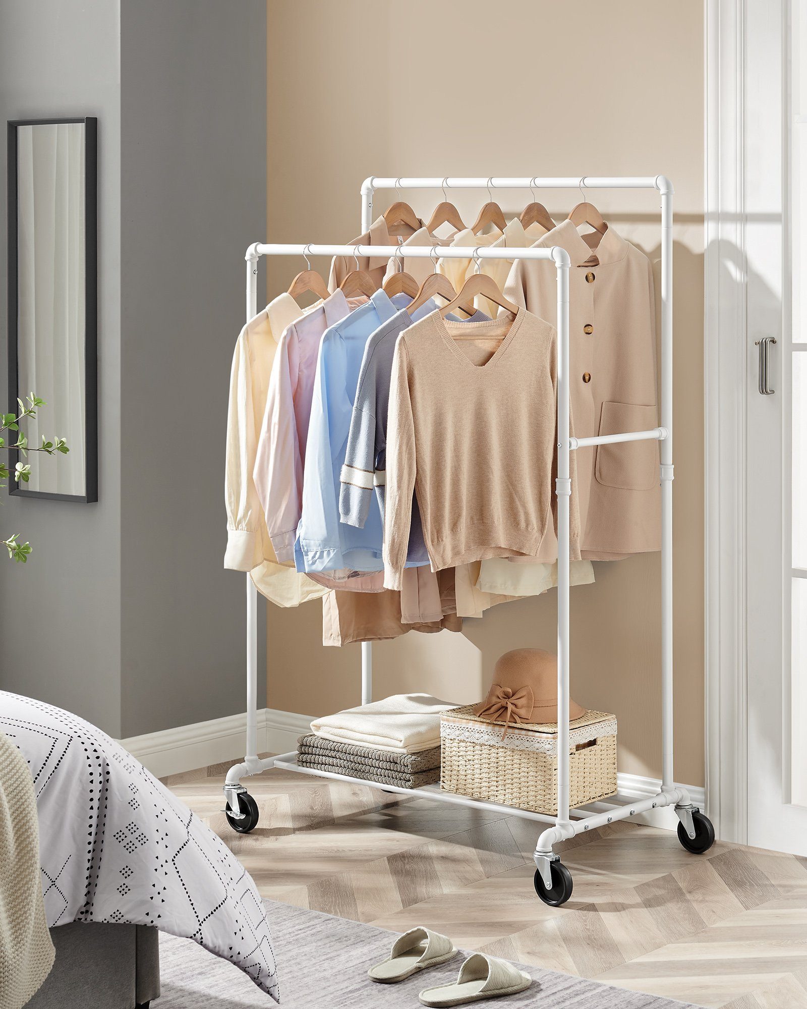 SONGMICS Kleiderständer, mit Kleiderstangen und Ablage, günstig online kaufen