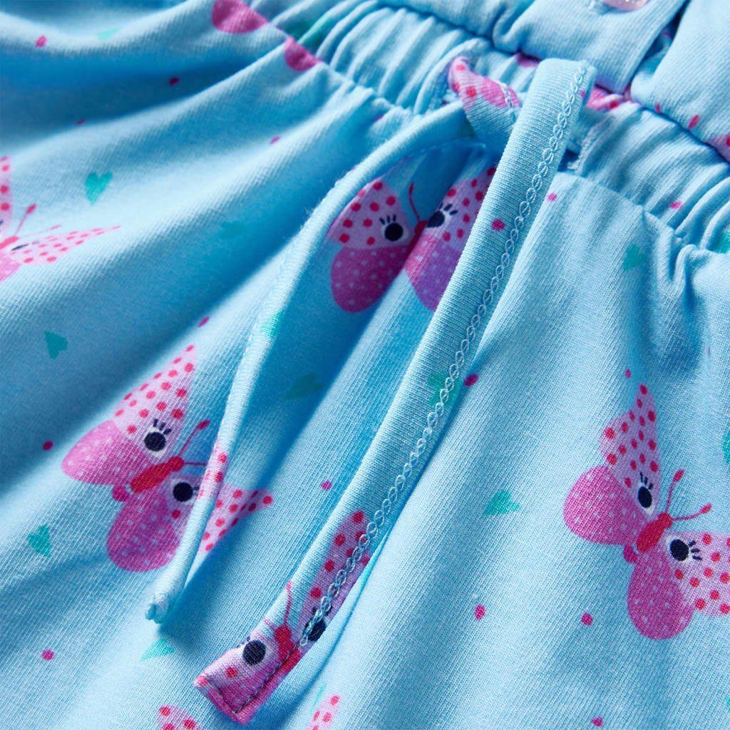 vidaXL Schmetterling-Muster Kinderkleid 92 Knöpfen Ärmellos Blau A-Linien-Kleid mit