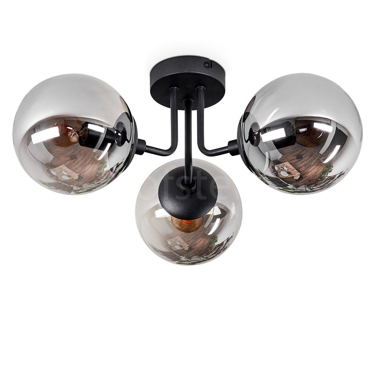 hofstein Deckenleuchte moderne Deckenlampe aus Metall/Glas in Schwarz/Rauch günstig online kaufen
