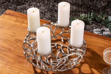 riess-ambiente Kerzenhalter ABSTRACT 38cm silber (1 St), Metall · Deko · Kranz aus Ästen · für 4 Kerzen · Wohnzimmer