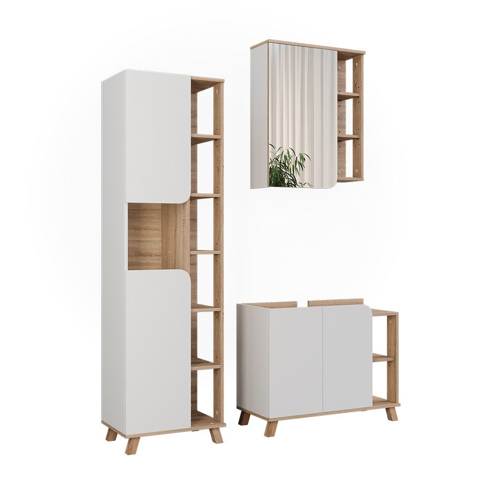 Badmöbel-Set Karen, Sonoma/Weiß, 3 Teile