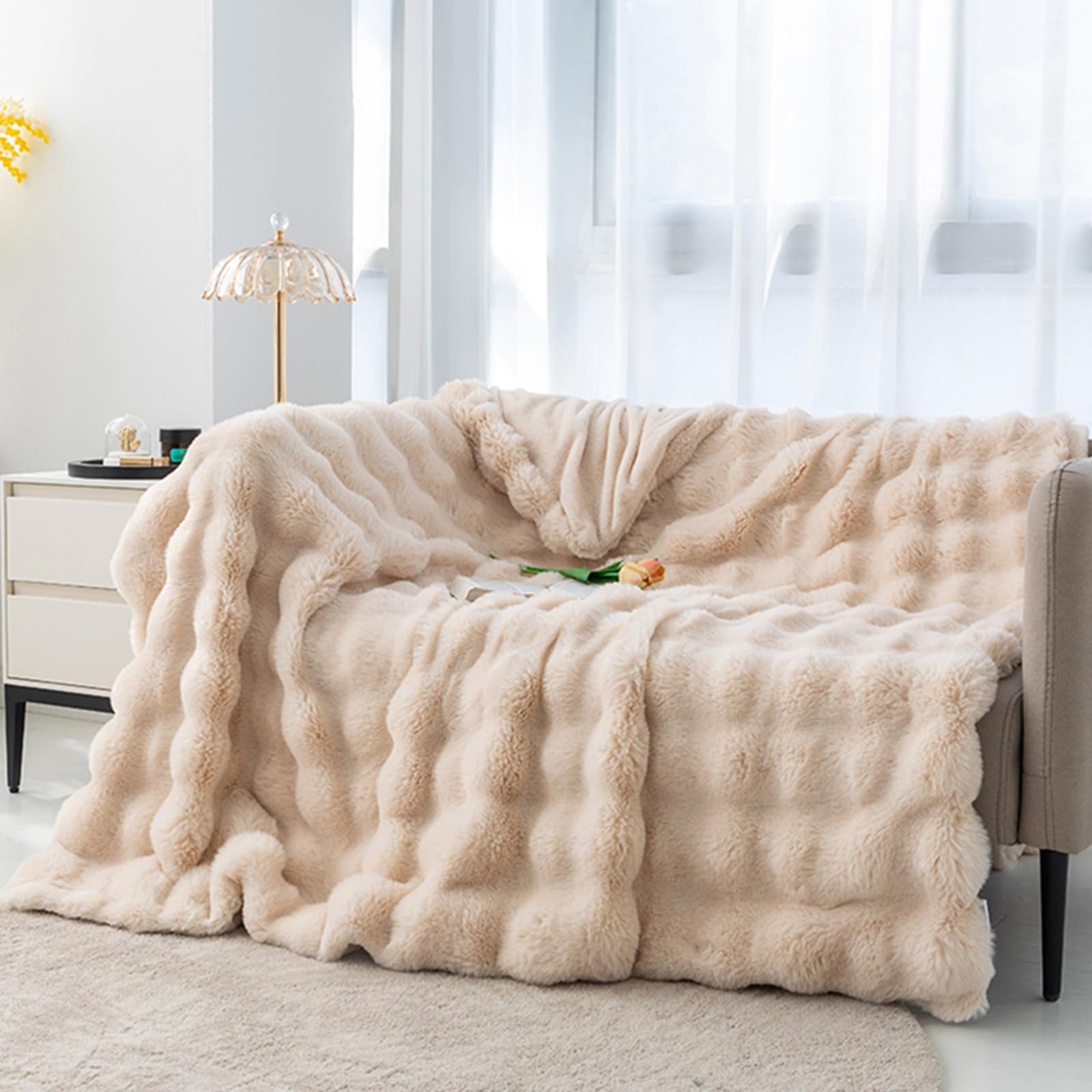 Wohndecke Kuscheldecke, Weiche Künstliches Kaninchenfell Decke, günstig online kaufen