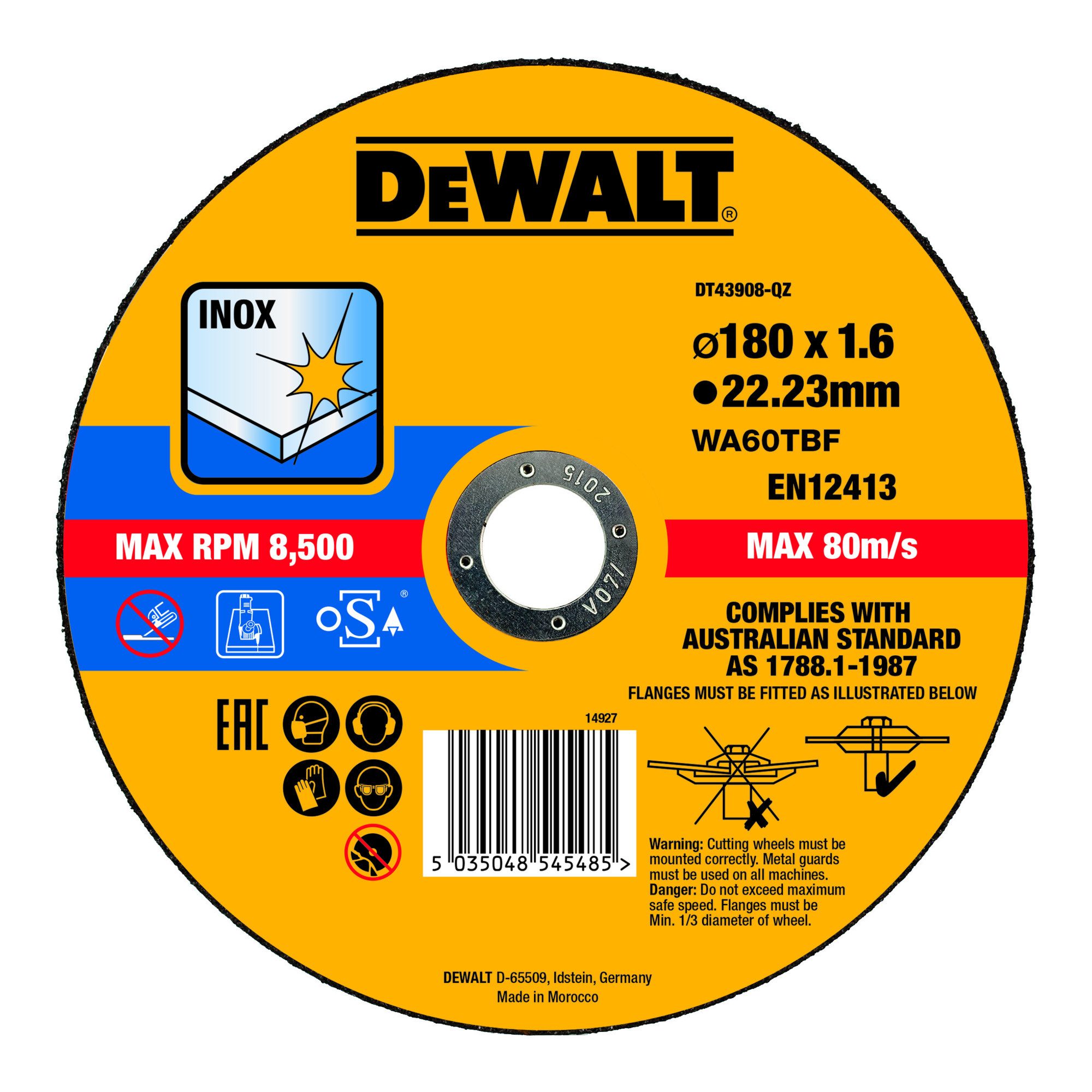 DeWalt Trennscheibe DEWALT High Performance Trennscheibe Edelstahl flach 180x1,6mm