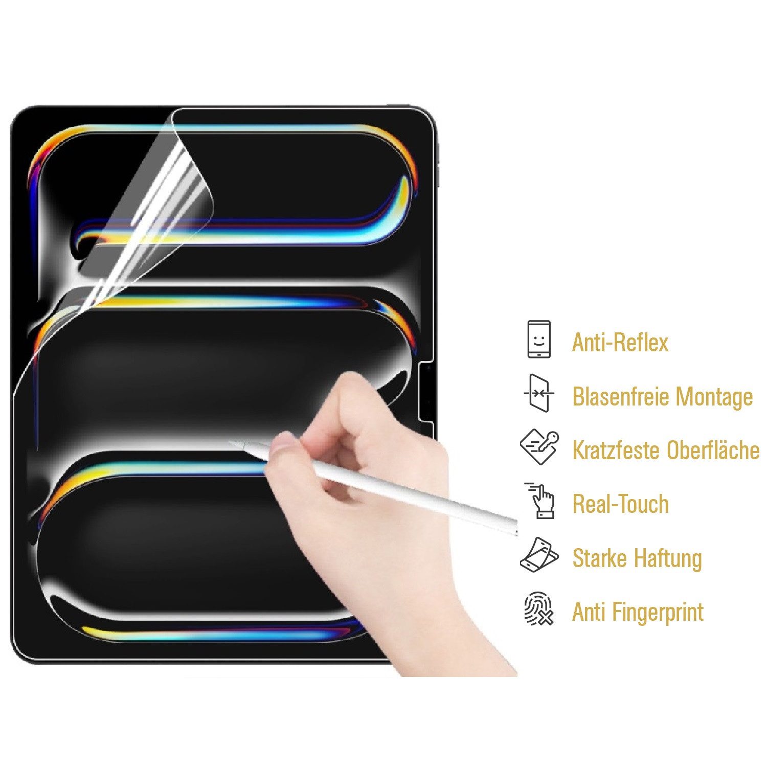 Protectorking Displayschutzfolie Paperfeel Schreiben und Malen matt Anti-Reflex Screen-Protector für Apple iPad Air 13 2025, 1 Stück, Wie auf Papier schreiben, malen, skitzierren