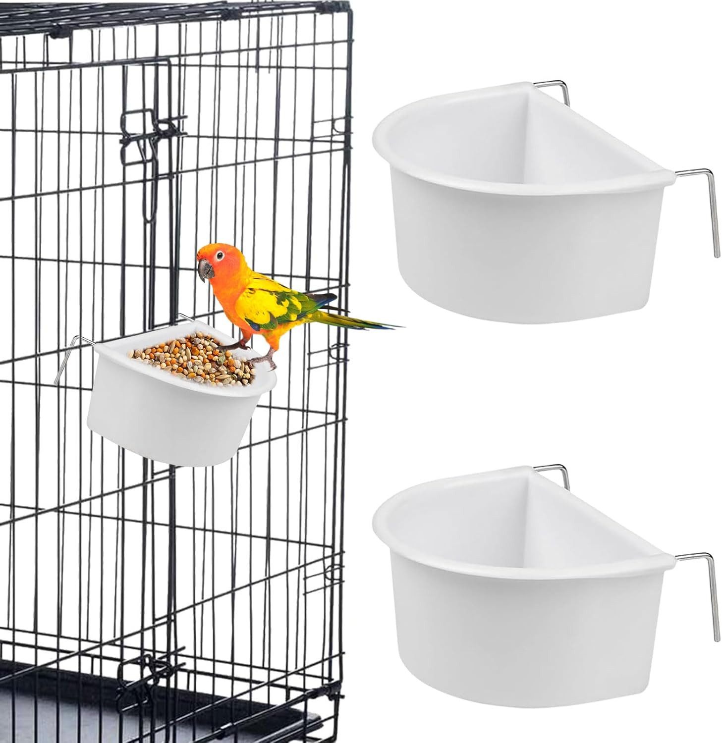 FELIXLEO Vogeltränke Voegel Futternapf 2er Pack Weiss Papagei Kunststoff Futterspender