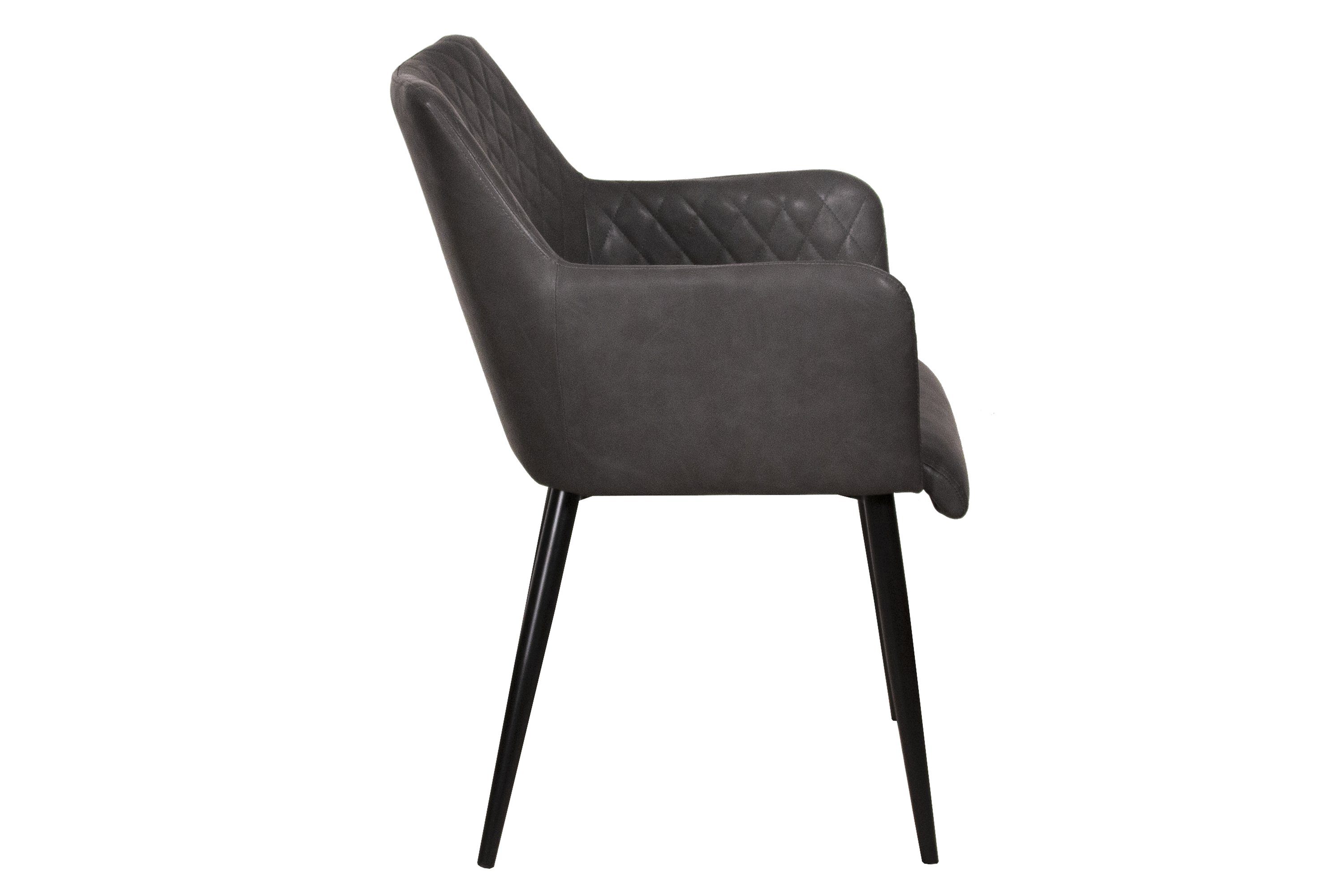 Rautenmuster Stuhl mit Junado® und schwarz Rose, Armlehnstuhl eleganter Kunstlederbezug
