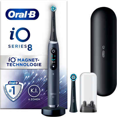 Oral-B Elektrische Zahnbürste iO 8, Aufsteckbürsten: 2 St., mit Magnet-Technologie, 6 Putzmodi, Farbdisplay & Reiseetui
