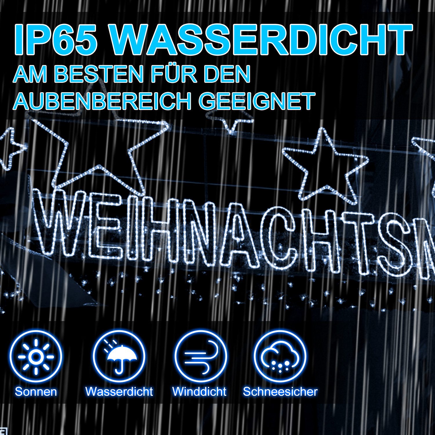 Clanmacy Lichterschlauch LED Lichtschlauch Kaltweiß Außen Lichterkette Party Garten Balkon, Wasserdicht – Bild 5 von 5