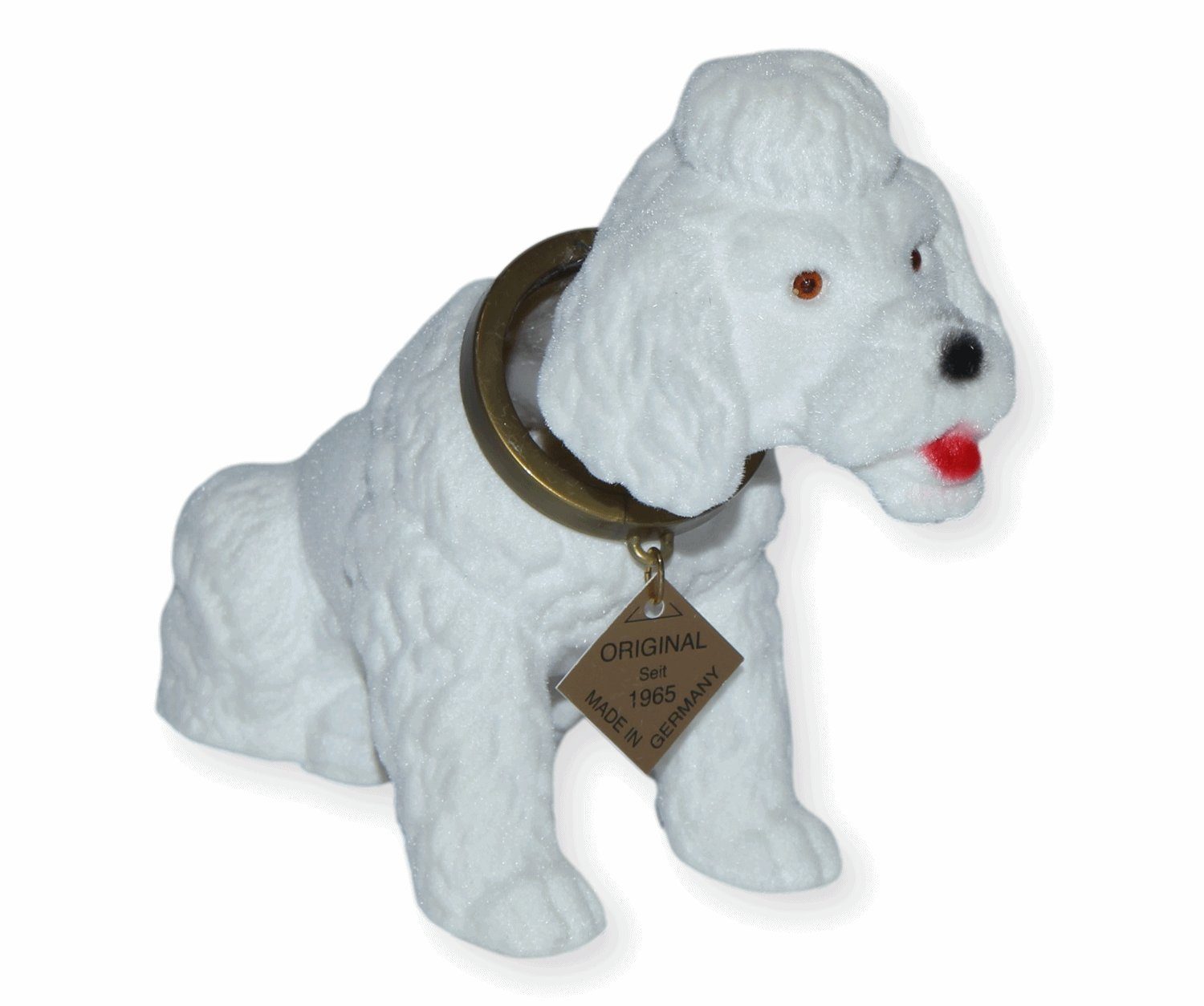 Rakso Oskar Schneider GmbH Tierfigur Wackelfigur Hund Pudel H 13 cm weiß klein Dekofigur mit Wackelkopf