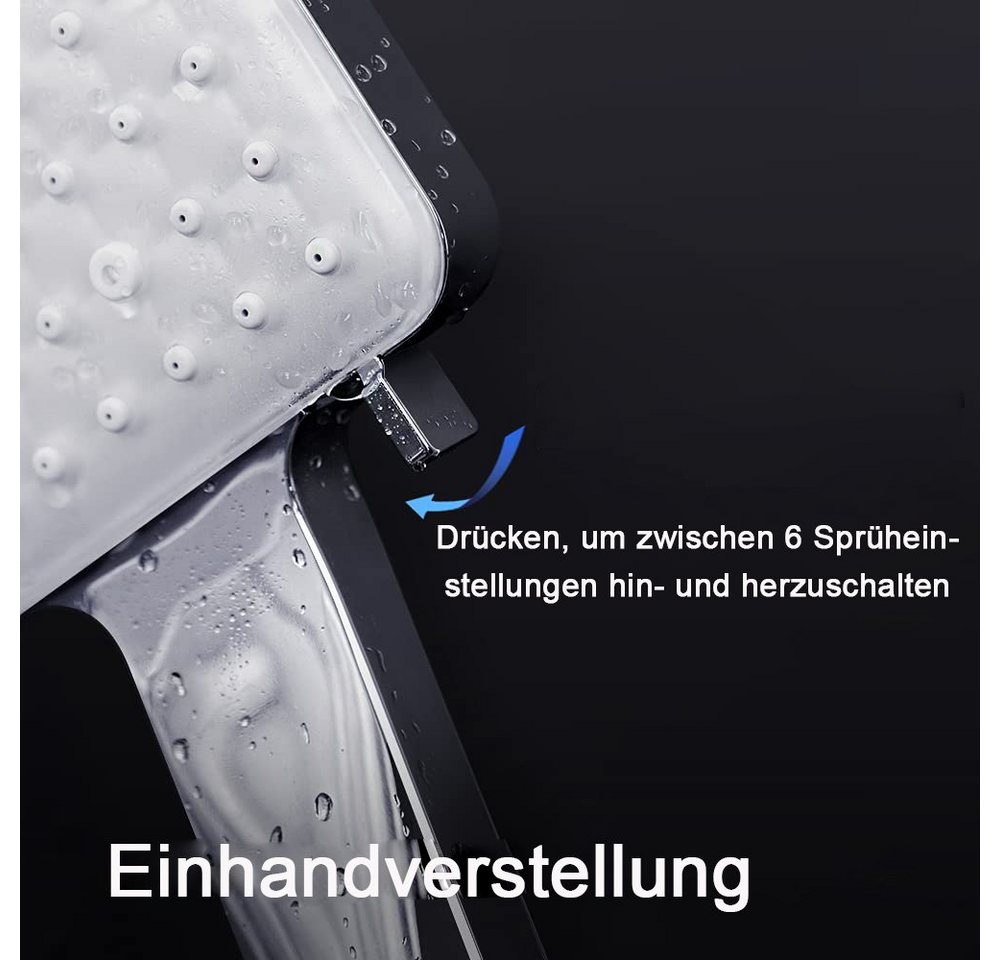 Thumbnail - zggzerg Handbrause Duschkopf mit Schlauch 1,5M Gross Handbrause Regendusche 6 Strahlarten