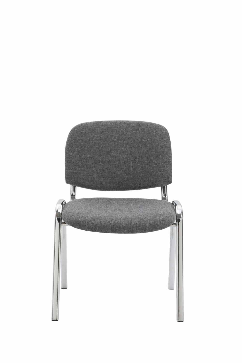 mit - Warteraumstuhl - Keen TPFLiving grau - Metall Sitzfläche: chrom Polsterung Gestell: Besucherstuhl hochwertiger - Messestuhl), Stoff (Besprechungsstuhl Konferenzstuhl