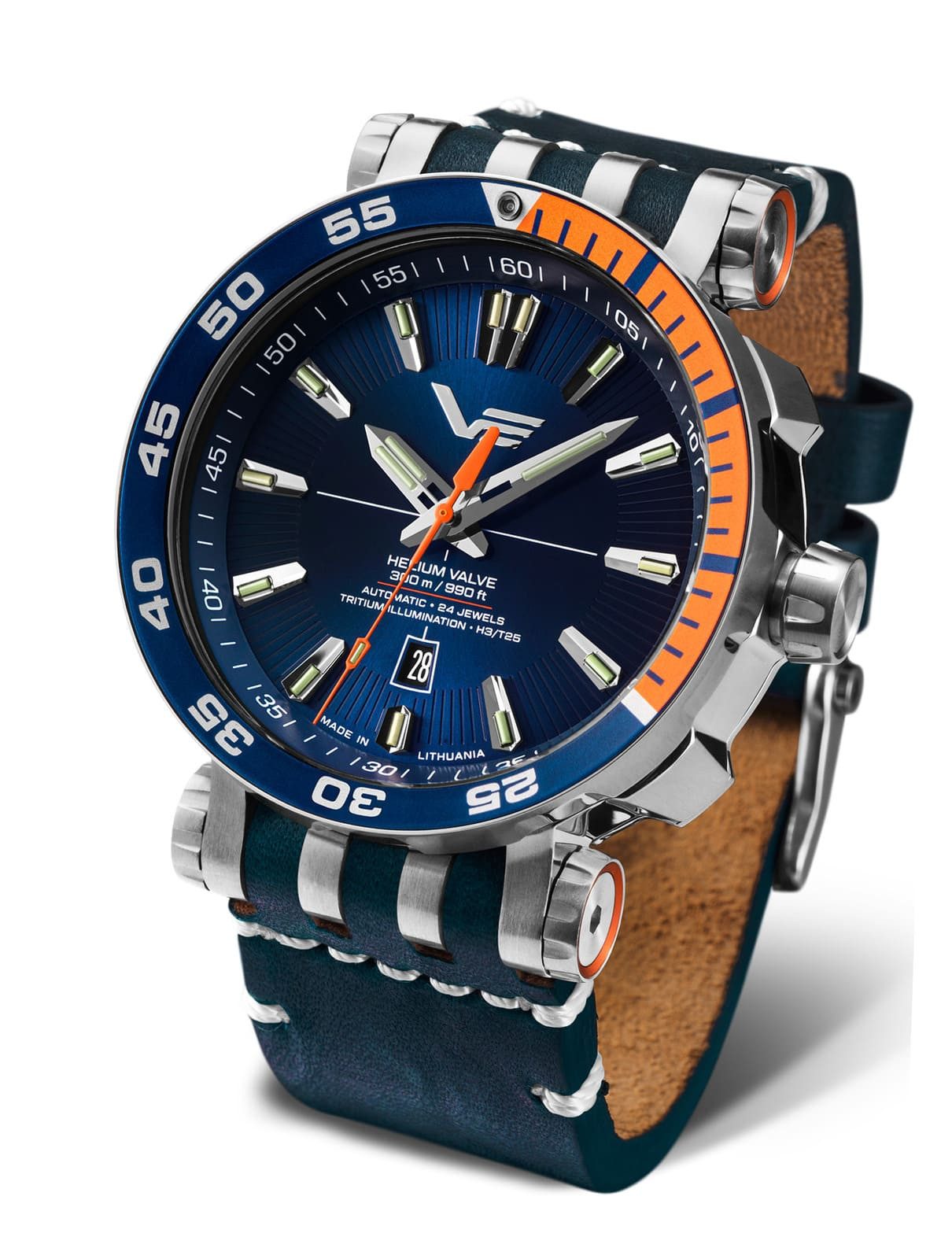 Vostok Europe Automatikuhr Energia Rocket, 48 mm, Edelstahlgehäuse, 575A715-L, 2 Bänder (Leder & Silikon), wasserdicht bis 30 ATM