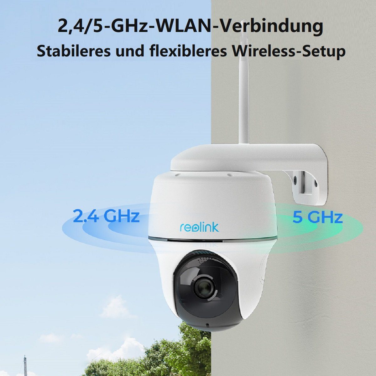 Reolink Überwachungskamera Argus PT+SP 4MP PTZ Akku- oder solarbetriebene 2,4/5GHz WLAN IP (Außenbereich, PIR-Erkennung,IR-Nachtsicht,Could-Speicherung)