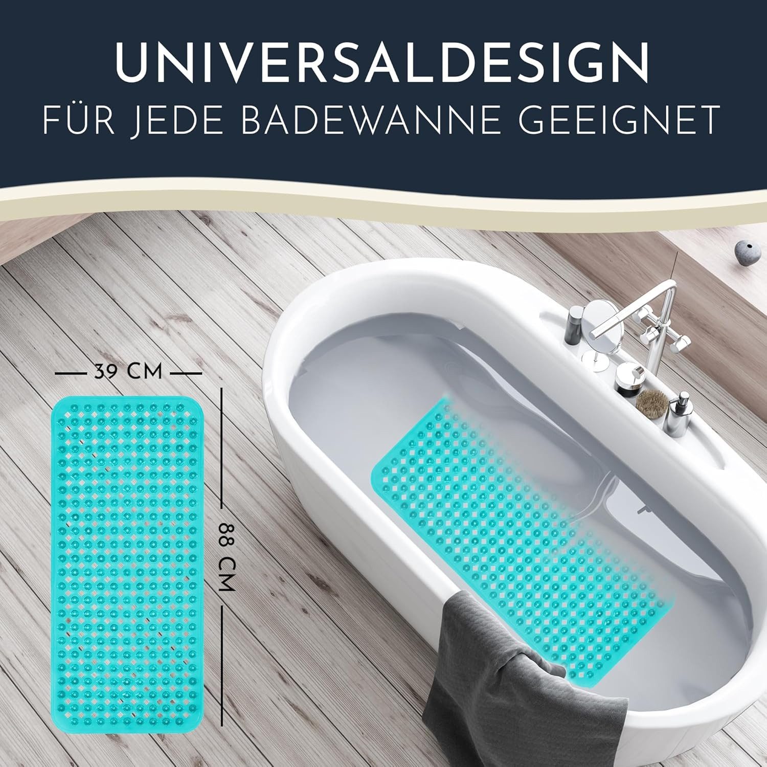 Homerella Badematte rutschfest Hautsensitiv 88x39cm, INKL. AUFHÄNGUNG, Anti günstig online kaufen