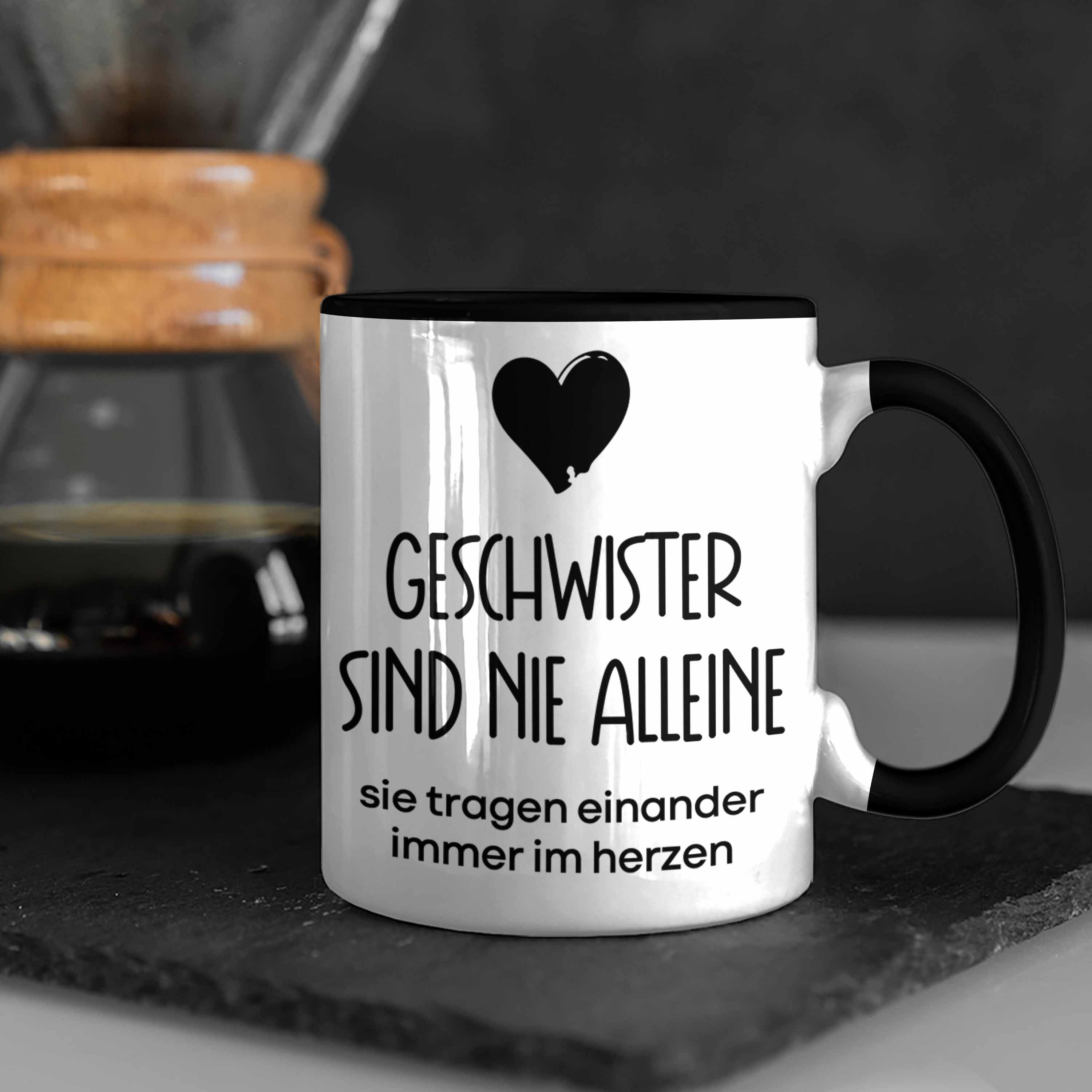 Geschenkidee Alleine Nie Schwarz Sind - Geschenk Schwester Geschwister Bruder Tasse Tasse Trendation Trendation Geburtstag