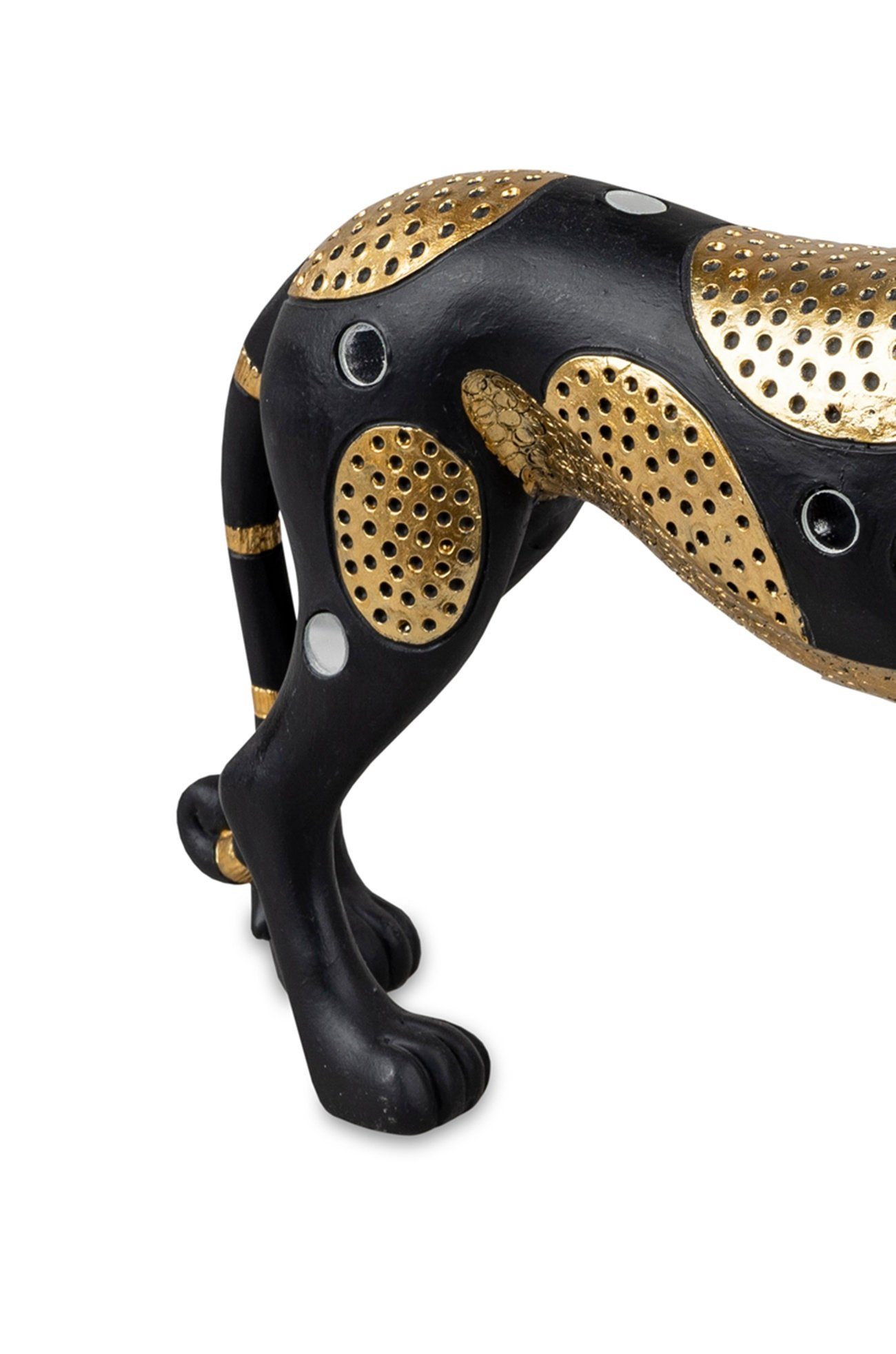 Leoparden-Skulptur gold Dekofigur dekojohnson 35x24cm Dekofigur schwarz