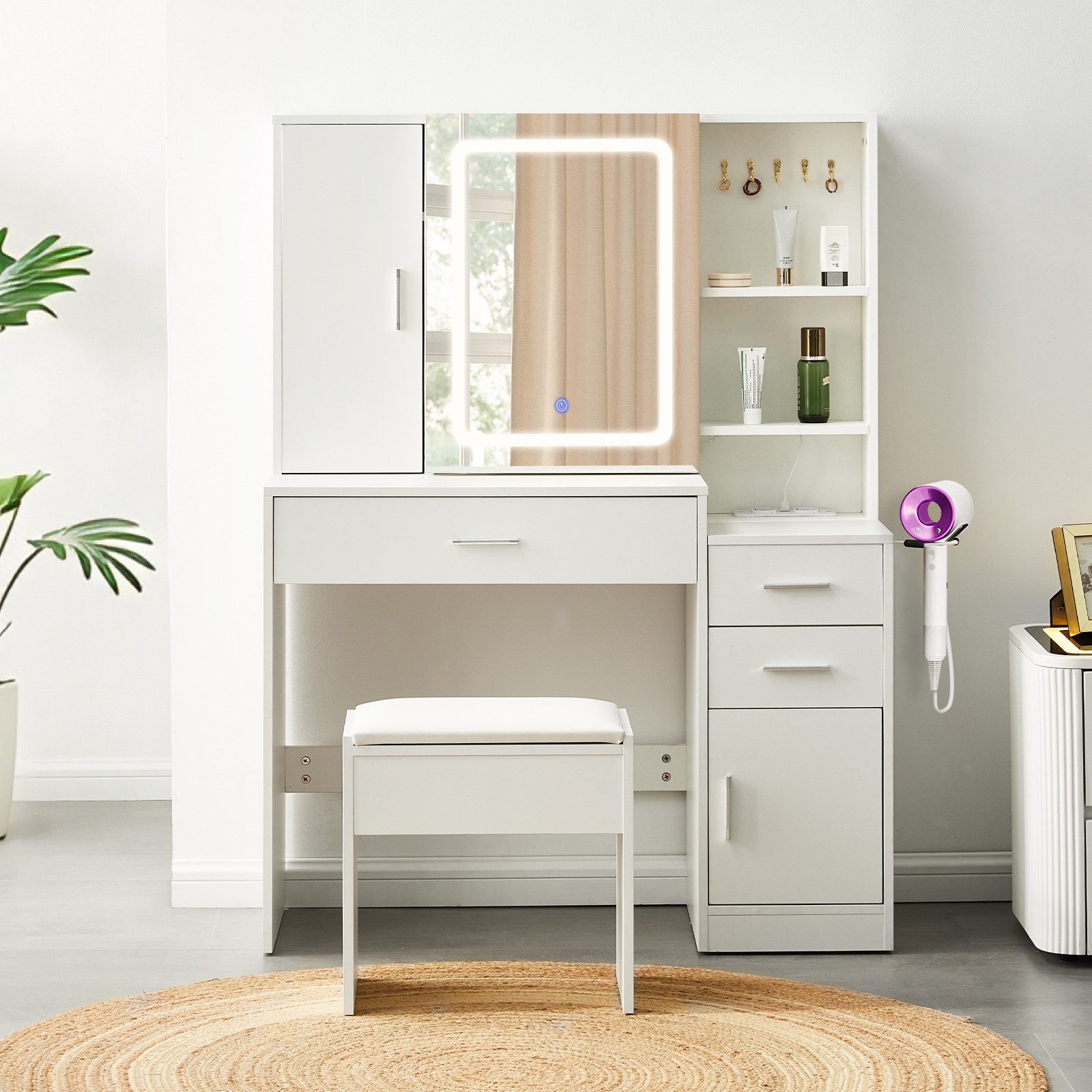 Ofcasa Schminktisch 100x40x137,5cm Frisiertisch 3 Schubladen, günstig online kaufen