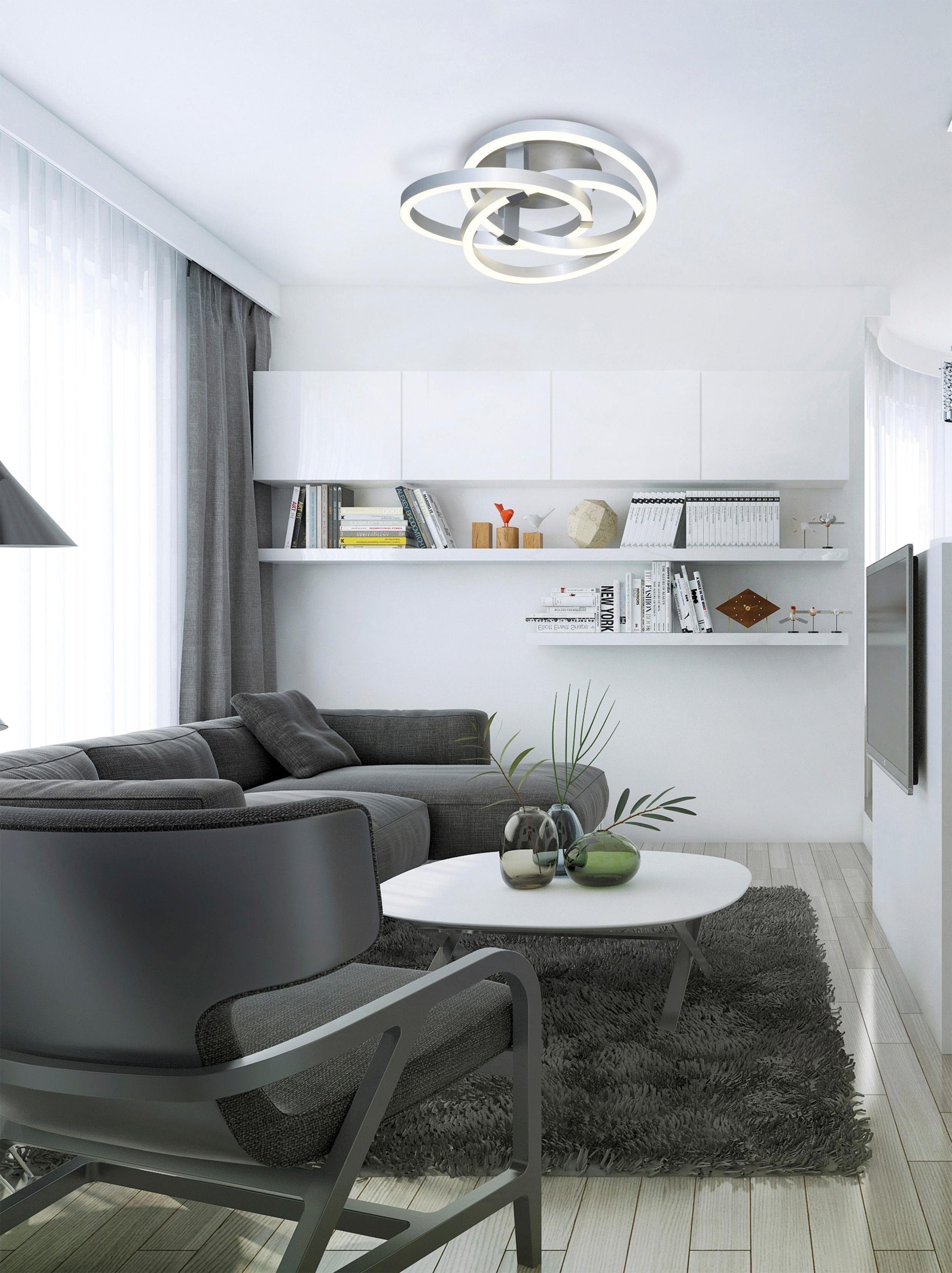 näve LED Deckenleuchte Divora, Dimmfunktion, Nachtlichtfunktion, LED fest integriert, Kaltweiß, Neutralweiß, dimmbar, CCT, Nachlicht- u. Memoryfunktion, App oder Fernbedienung