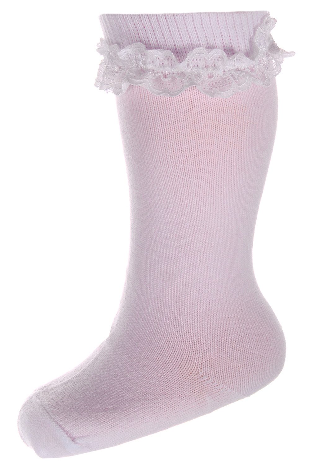 La Bortini Kniestrümpfe Rüschen Socken für Babys und Kinder lange frilly Strümpfe in weiß elastisch, weich, festlich, für Groß und Klein, weiße Söckchen
