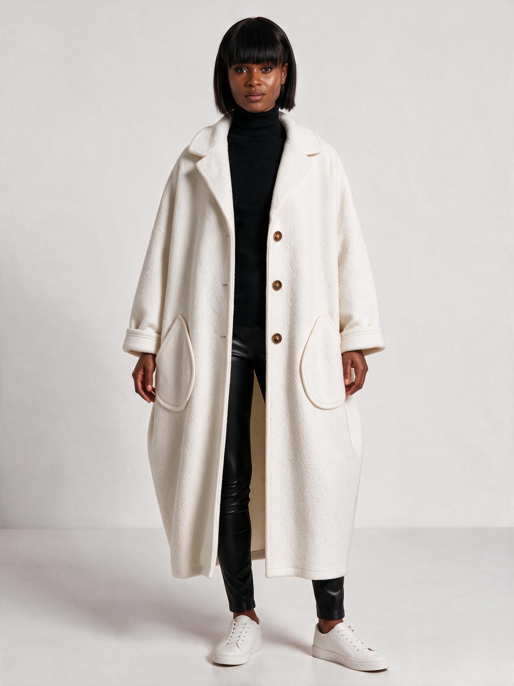 YC Fashion & Style Langmantel Oversize Übergang Mantel Bouclé-Optik Brit-Chic One Size Gr. 38–54