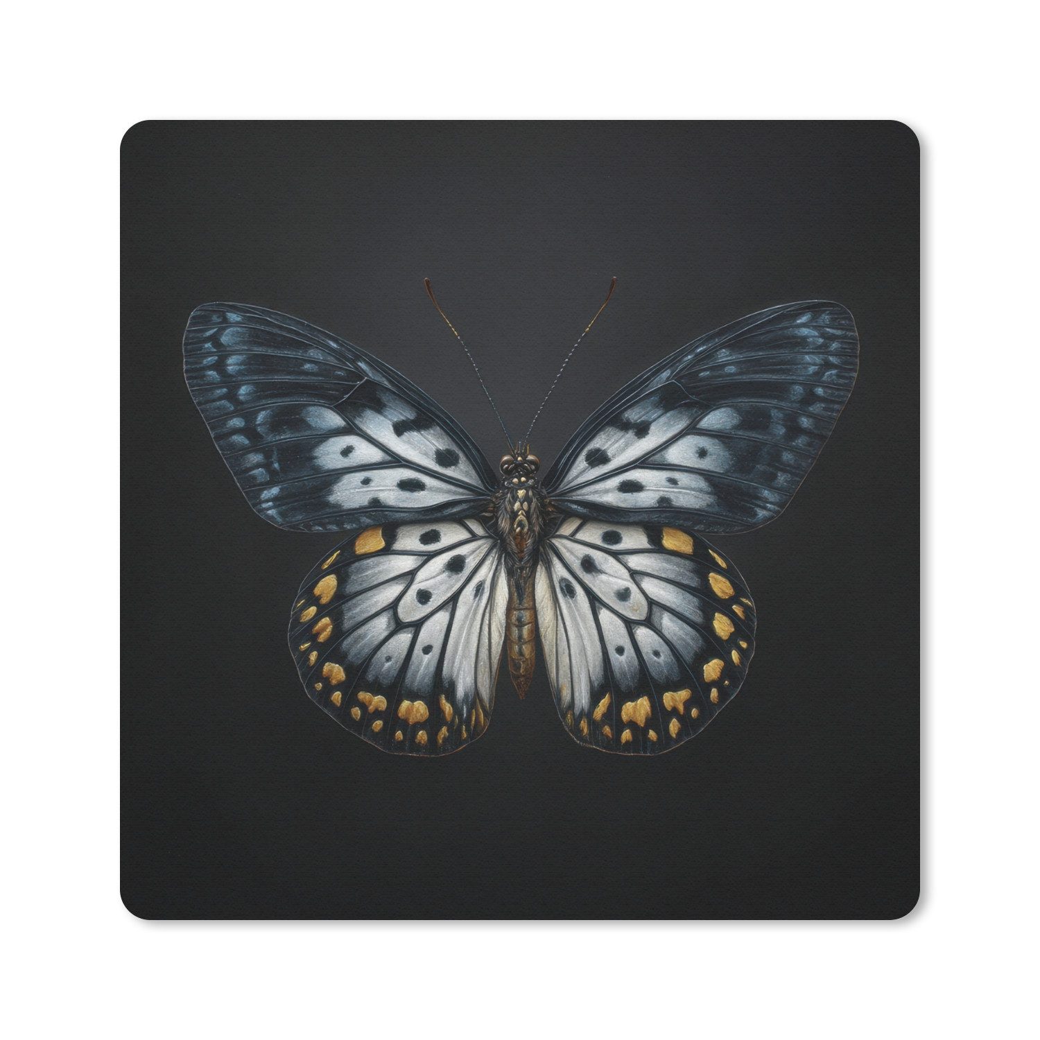 MuchoWow Mauspad Schmetterling - Monochrom - Balance (1-St), Mauspad, Büro Zubehör, Dekoration, Desk Mat, 30x30 cm