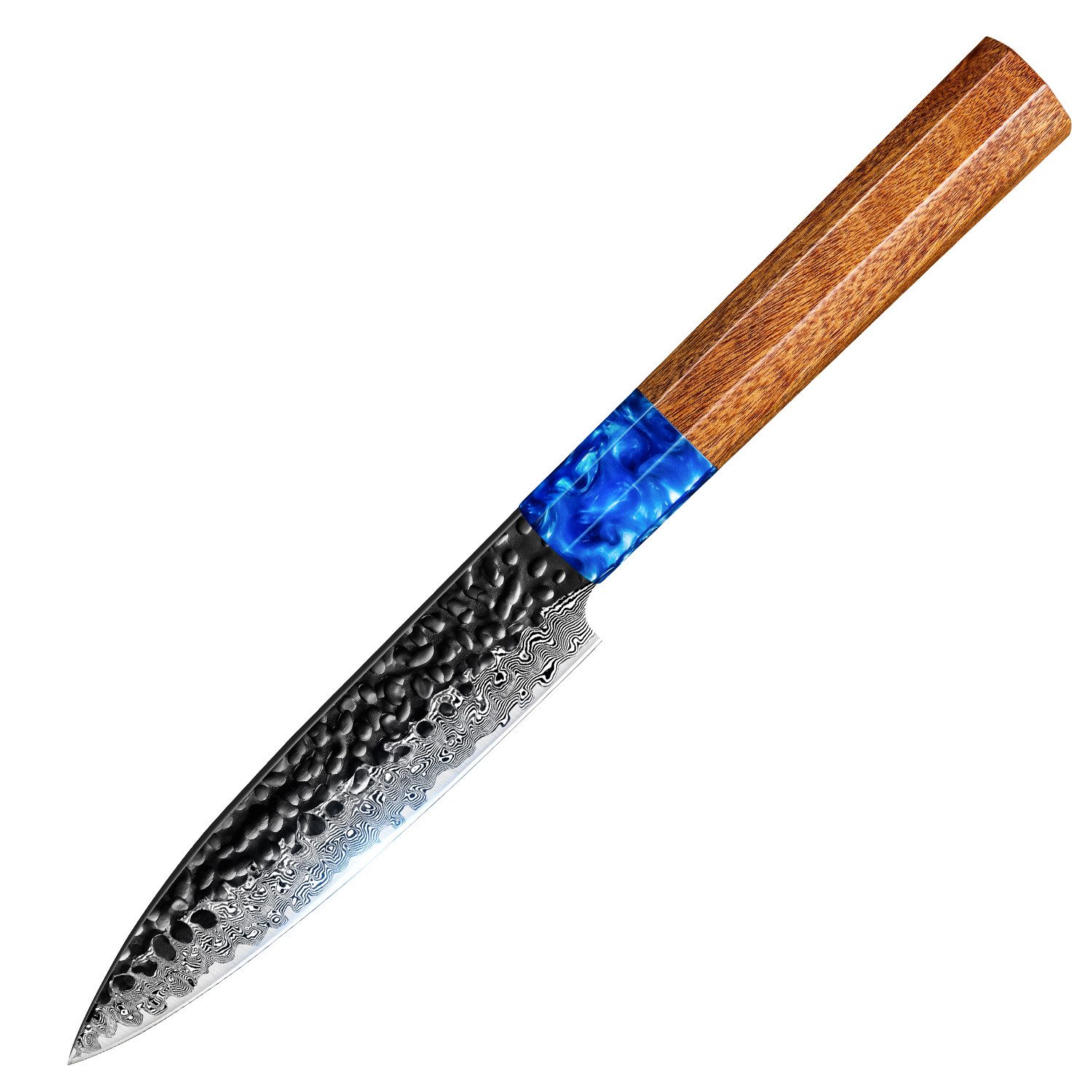 KingLux Damastmesser Damast Allzweckmesser 13cm, 67 Lagen Damaststahl 10Cr15MoV Stahlkern