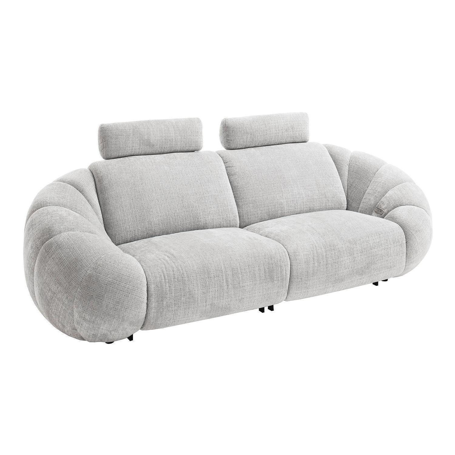 Big-Sofa KINSALE, Hellgrau, Stoffbezug, USB-Anschlüsse, Relaxfunktion, Kopfteilverstellung, B 265 x H 109 x T 103 cm