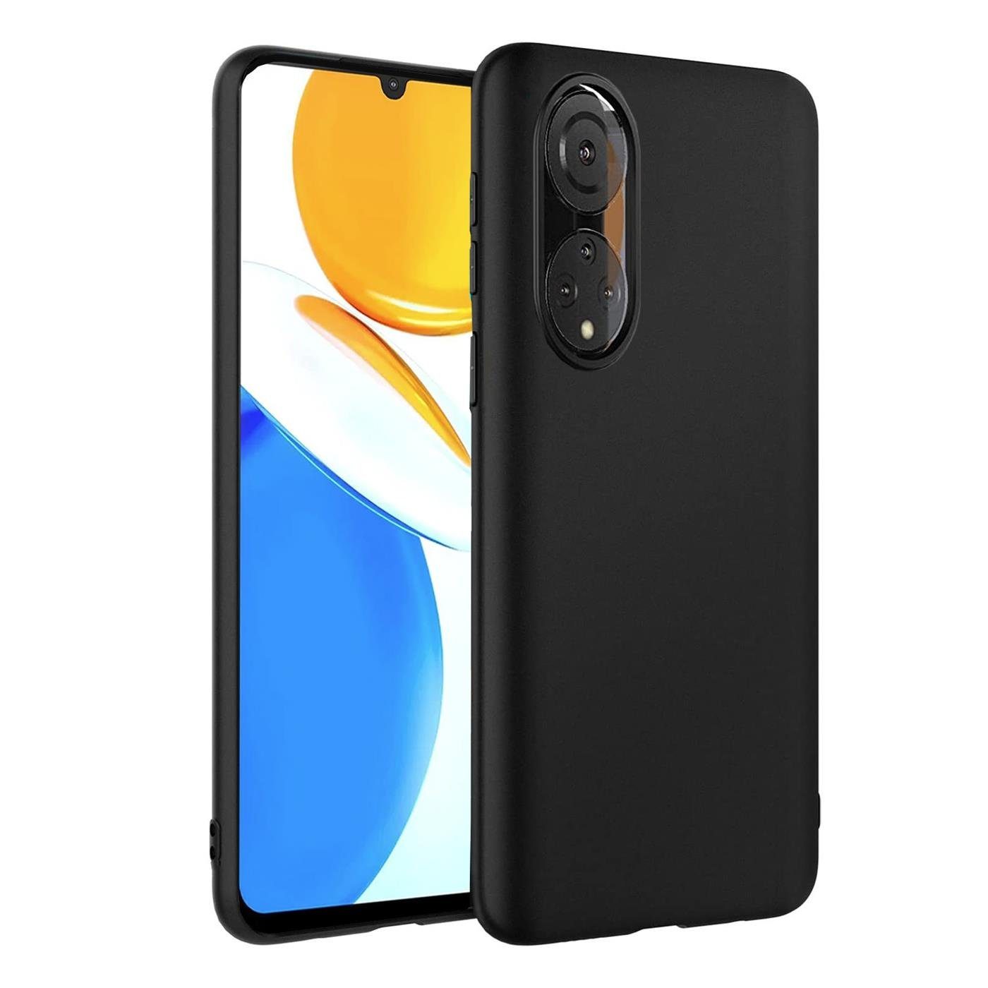 CoolGadget Handyhülle Handy Schutzhülle für Honor X7 matt schwarz 6,74 Zoll, Silikon TPU Hülle Schutz Tasche Cover schlicht Slim Case