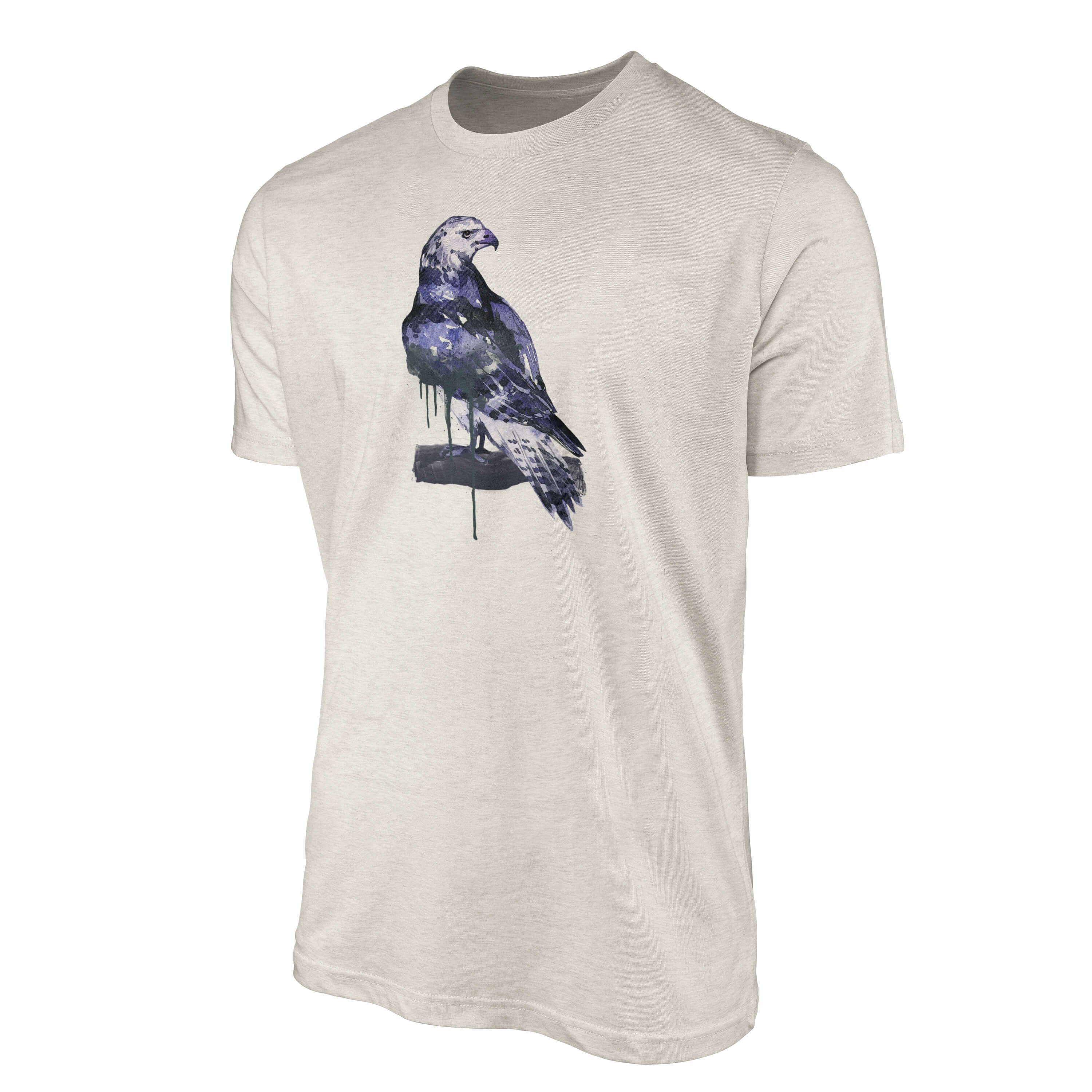 Sinus Ökomode Organic T-Shirt (1-tlg) Shirt Herren Bio-Baumwolle Nachhaltig T-Shirt Adler Art Farbe Motiv Aquarell