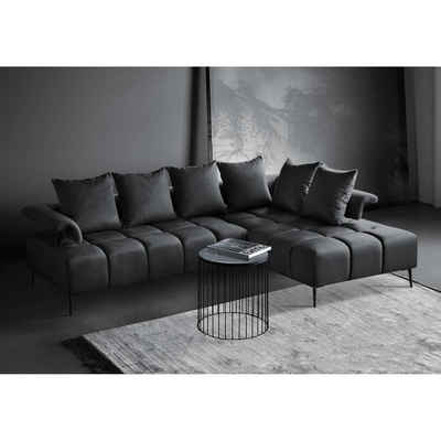 Beautysofa Ecksofa Vanessa, stilvoll Corner Sofa für Wohnzimmer, Wellenfedern, Metallbeine, 260 cm Polsterecke im modernes Design