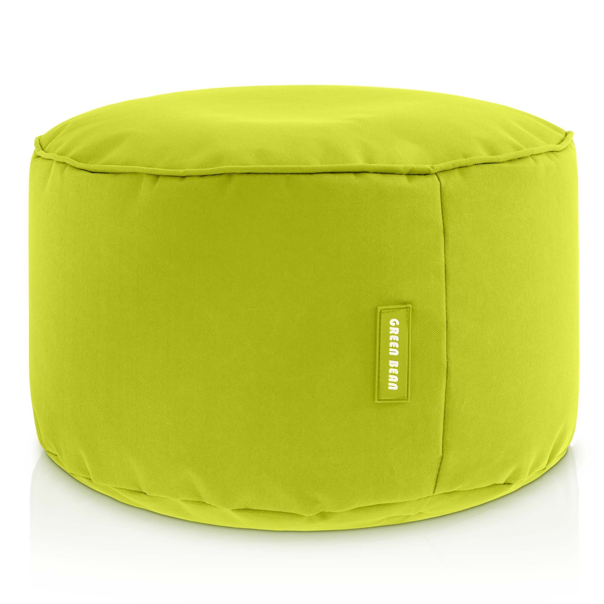 Green Bean Pouf Stay (Sitzsack-Hocker 25x45cm mit EPS-Perlen Füllung -, Fußhocker Fußkissen Sitz-Pouf für Sitzsäcke), Bodenkissen für Kinder und Erwachsene - Sitzkissen Sitzhocker Hellgrün
