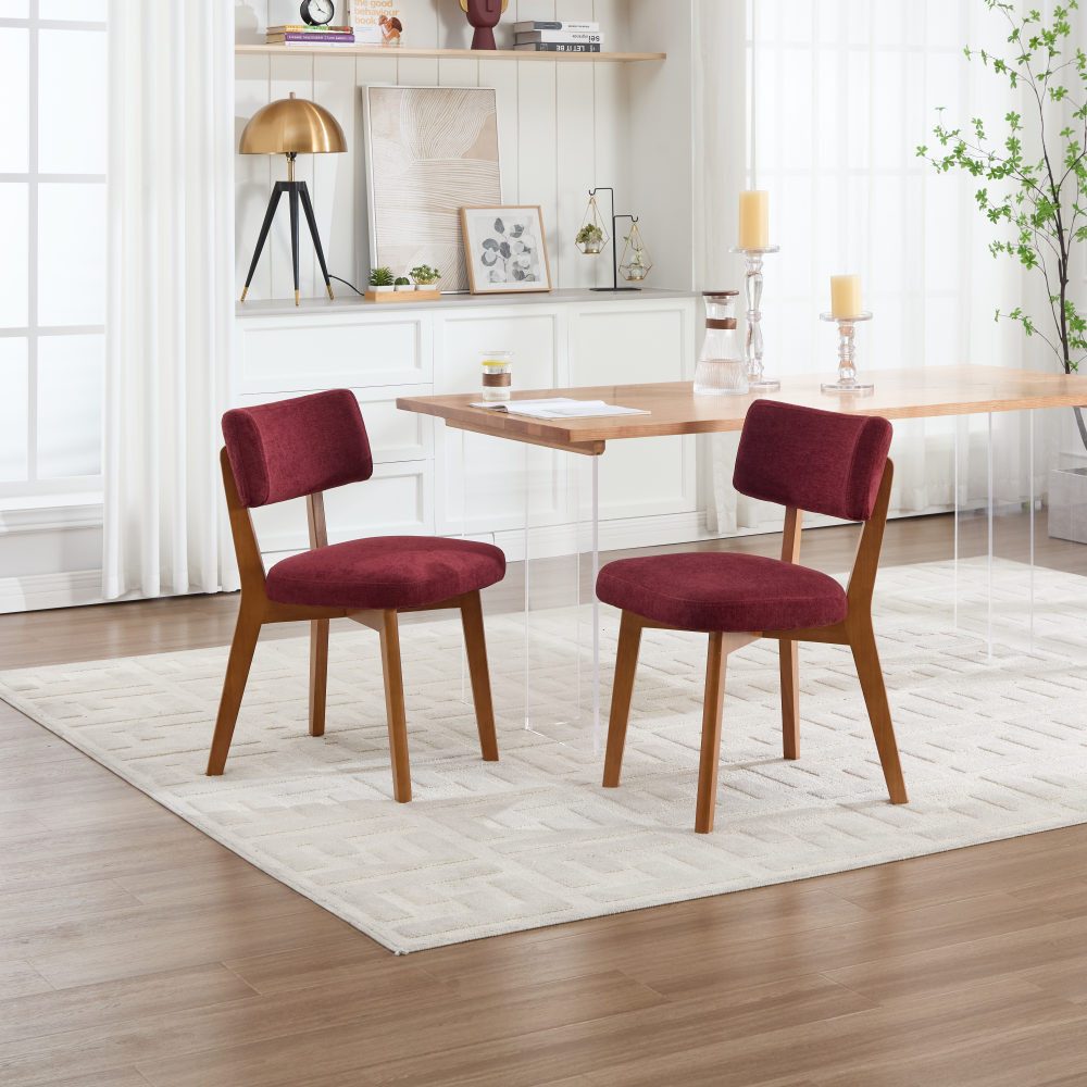 BBWL Esszimmerstuhl 2er Set Leinen Polster Massivholz Küchenstühle modern, Mid Century Esszimmerstühle ergonomisch für Esszimmer Büro