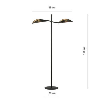 Licht-Erlebnisse Stehlampe BECKA, ohne Leuchtmittel, Stoff Metall 150 cm in Schwarz Gold E14 2-flammig Modern