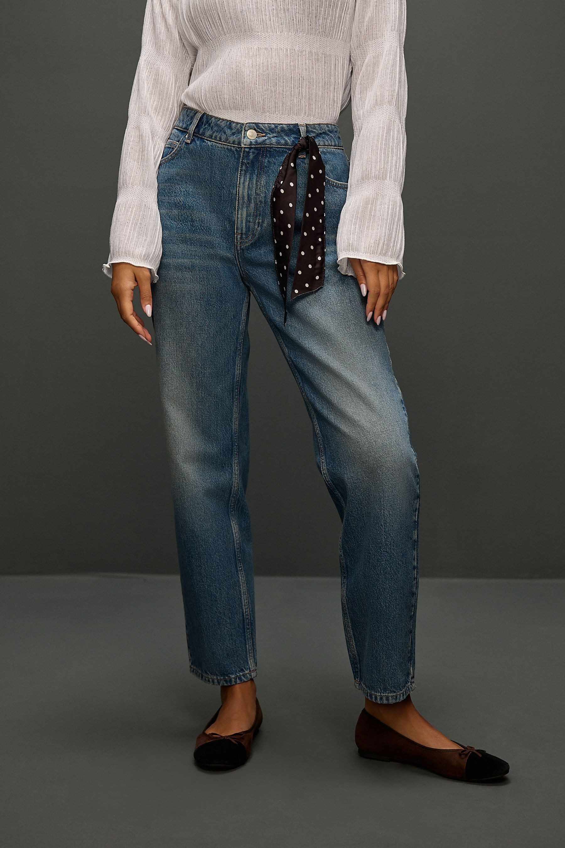 Next Gerade Jeans Knöchellange Straight Fit Jeans mit Schal (2-tlg)