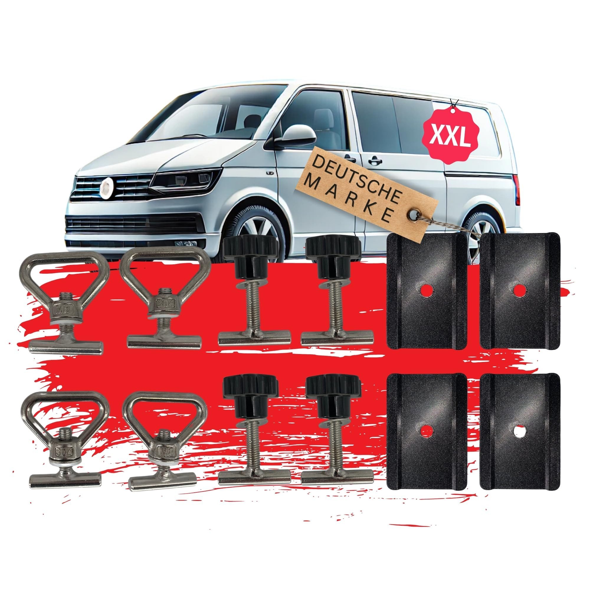 TronicXL Öse 4 Öse 4 Schraube 4 Platte für VW T5 T6 T6.1 Ladungssicherung Zubehör