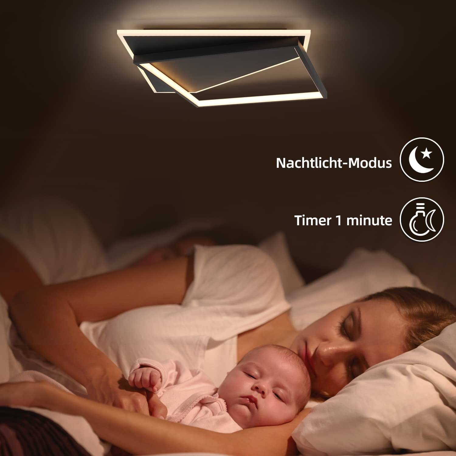 ZMH LED Deckenleuchte Dimmbar Modern für Wohnzimmer Esszimmer Büro Küche Flur, LED fest integriert, Tageslichtweiß, LED fest integriert