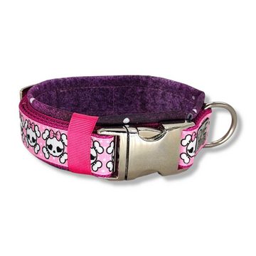 D by E Couture Hunde-Halsband "Pink Skull Galaxy I", gepolstert, verstellbar, 40mm breit, Handmade