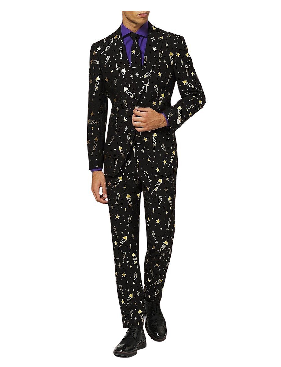 Opposuits Partyanzug Fireworks Kostüm Anzug - für Silvester Mottoparty, Ausgefallen Anzug für coole Männer