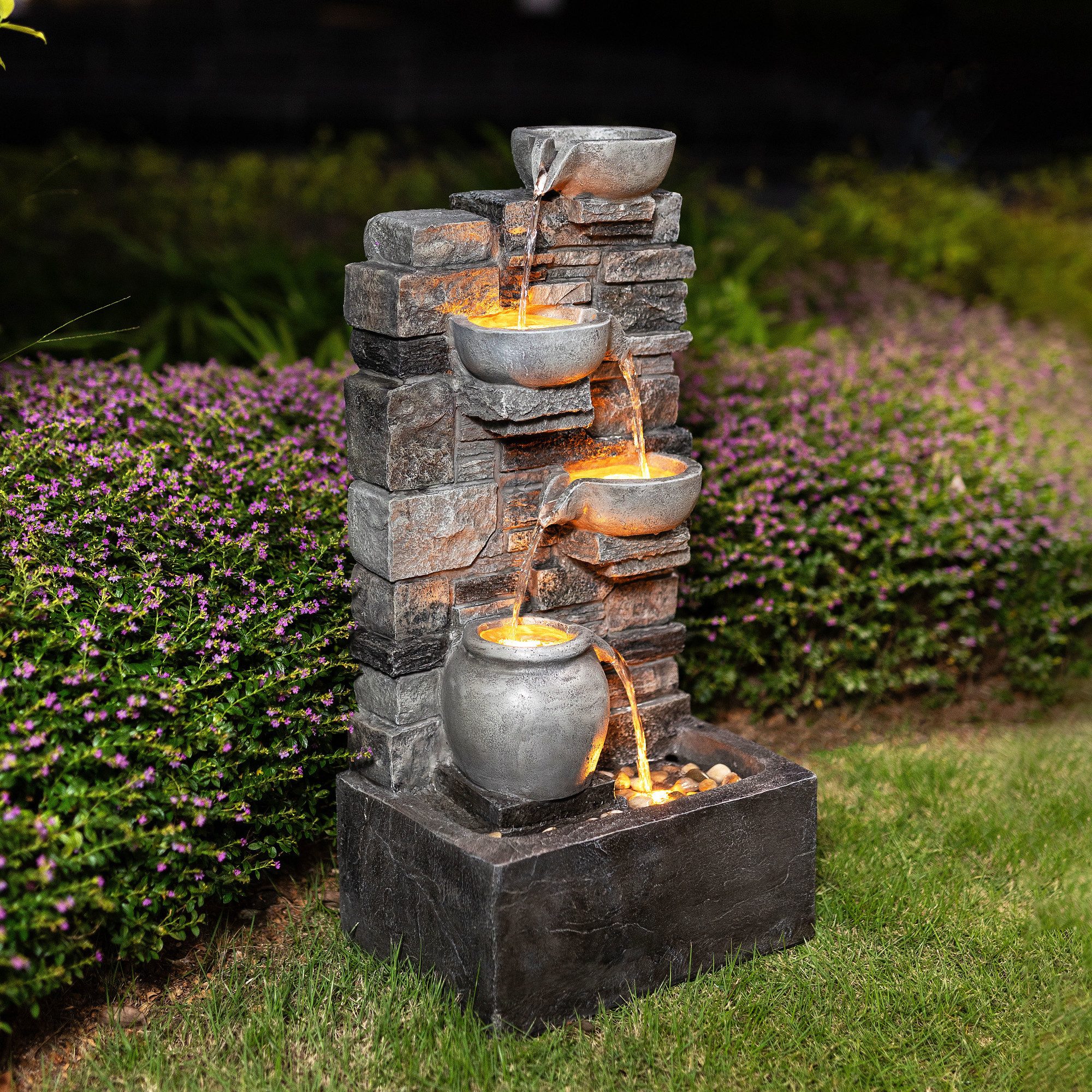 Teamson Home Gartenbrunnen mit LED Polyresin günstig online kaufen